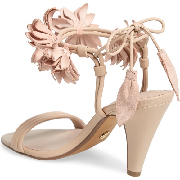 CECELIA SONAH NUDE PINK FLORAL HEELS SANDALS PUMPS - Picture 4 of 15